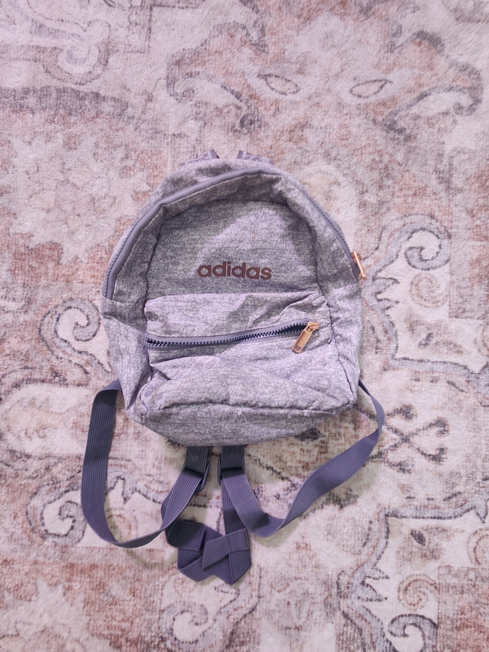 adidas Gray Heather Mini Backpack with Rose Gold Accents